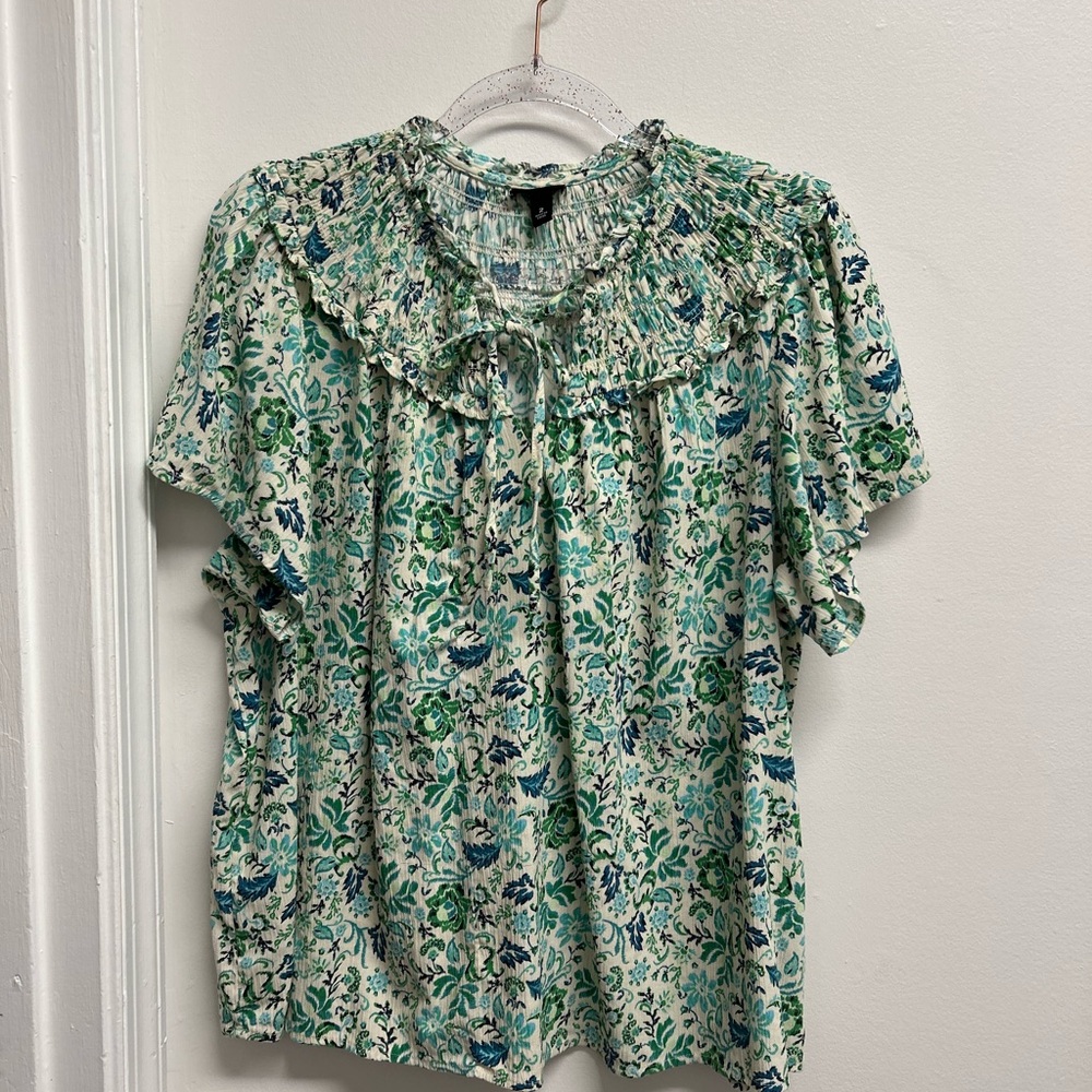 Torrid Washable Gauze Smocked Yoke Top in Colette Floral Print 18-20
